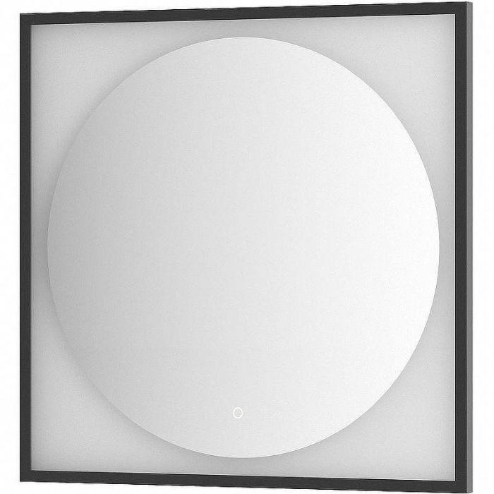 Зеркало Defesto Eclipce 80х80 DF 2223S с подсветкой 18W-4500К/в багетной раме/Сенсорный выключатель/Нейтральный белый свет/Черная рама