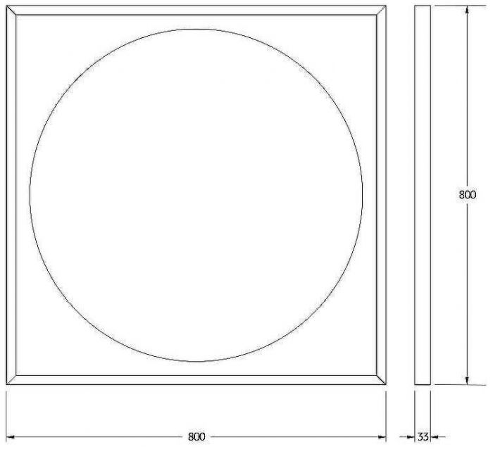 Зеркало Defesto Eclipce 80х80 DF 2223S с подсветкой 18W-4500К/в багетной раме/Сенсорный выключатель/Нейтральный белый свет/Черная рама