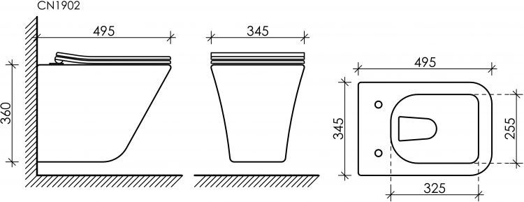 Подвесной унитаз CERAMICANOVA Mono Rimless CN1902