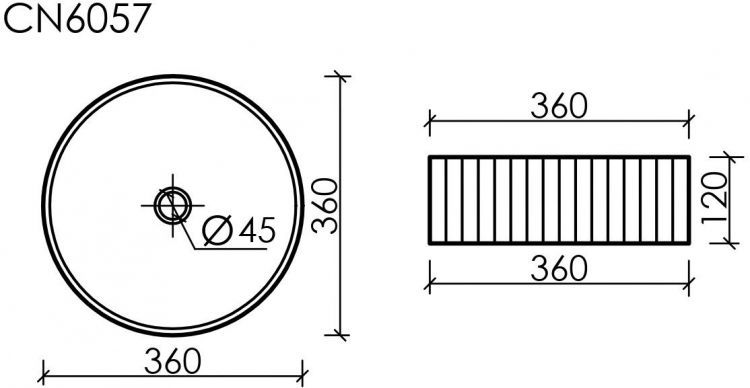 Умывальник CERAMICANOVA Element чаша накладная круглая 360 мм CN6057 Умывальник CERAMICANOVA Element чаша накладная круглая 360 мм CN6057