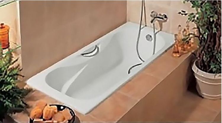 Чугунная ванна Roca Malibu 150x75 2315G000R с отверстиями для ручек с противоскользящим покрытием