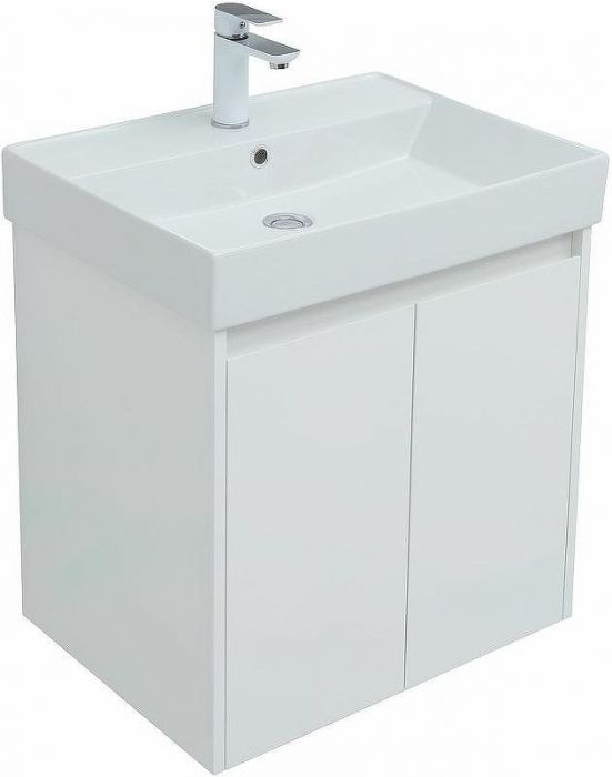 Тумба под раковину Aquanet Nova Lite 60 298847 подвесная Белая глянцевая
