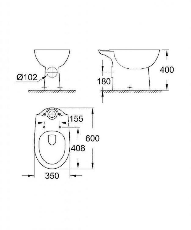 Унитаз Grohe Bau Ceramic 39428000 без бачка и сиденья