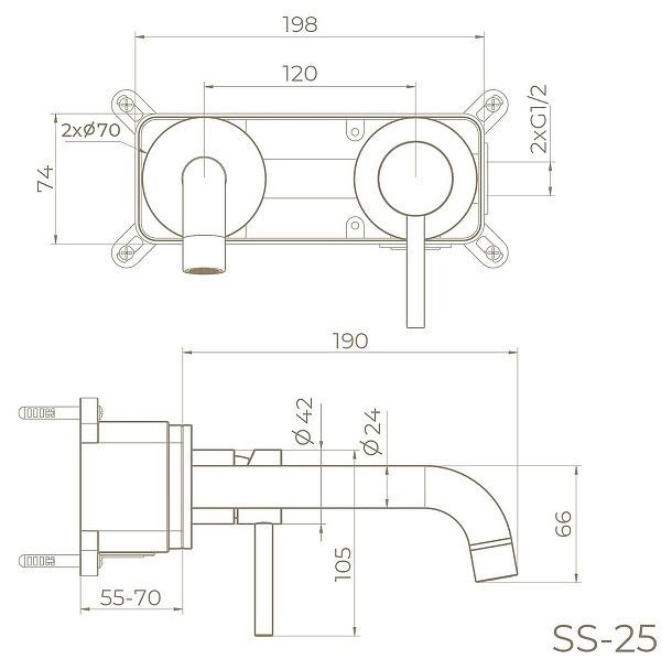 Смеситель для раковины Knotlor Eclipse SS-25/BL цвет Черный матовый