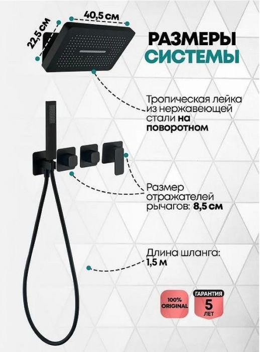 Душевая система Grocenberg GB5030BL Черная матовая