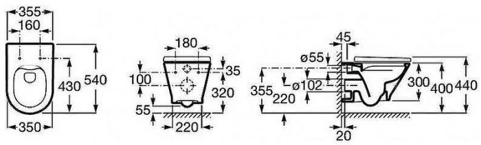 Комплект унитаза с инсталляцией Roca The Gap Round Pack Rimless 893105000 с сиденьем Микролифт без клавиши смыва