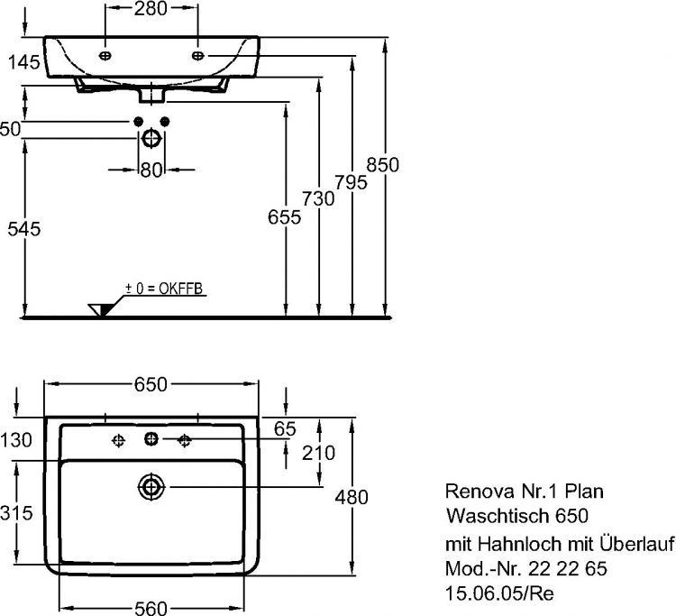 Раковина Keramag Renova Nr.1 Plan, 222265000