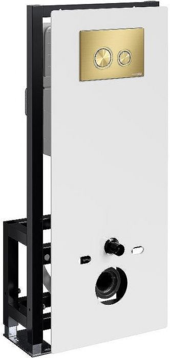 Инсталляция WasserKRAFT Glan 66TLT.010.ME.WH.MG01 для унитаза Белое стекло с клавишей смыва Золото матовое