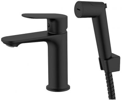 Смеситель для раковины Voda Shore Black SHR27HB с гигиеническим душем цвет Черный