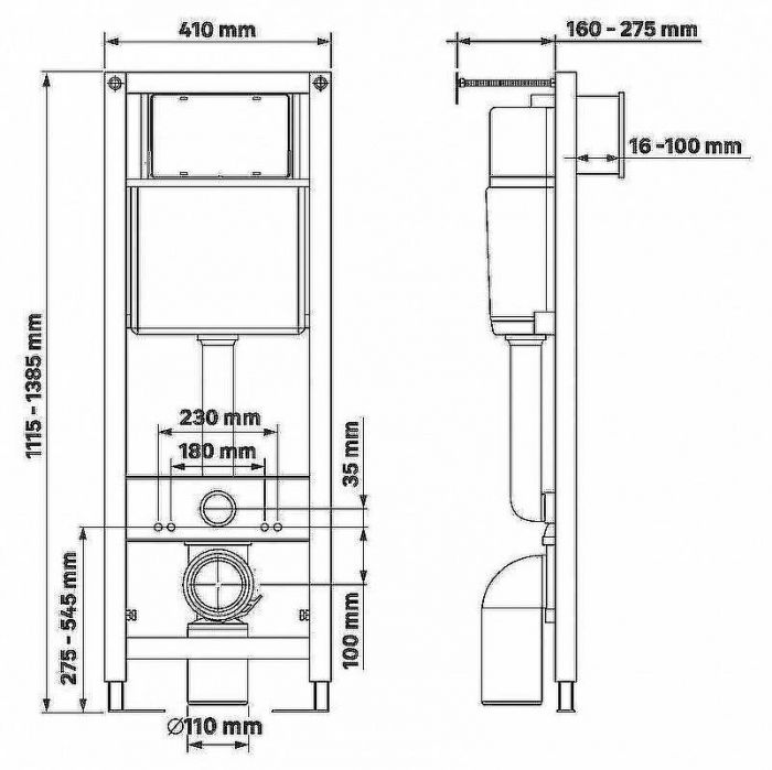 Инсталляция Berges Atom 410 040333 для унитаза с Белой клавишей смыва