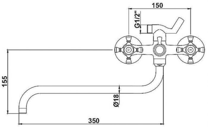 Смеситель для ванны Kaiser Grace 11070К универсальный Хром