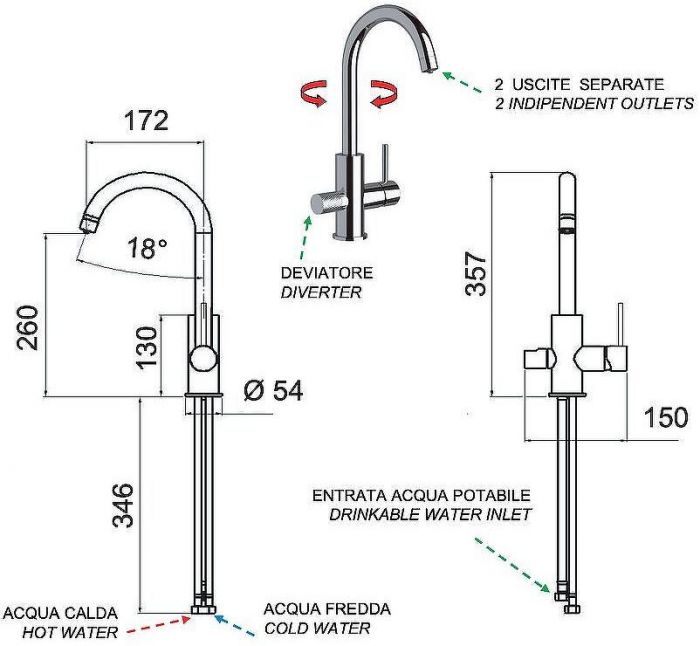 Смеситель для кухни Remer Minimal N792DWXV Сталь