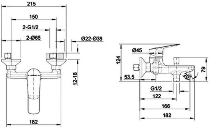 Смеситель для ванны Bravat Rhein F6429564CP-01-ENG Хром