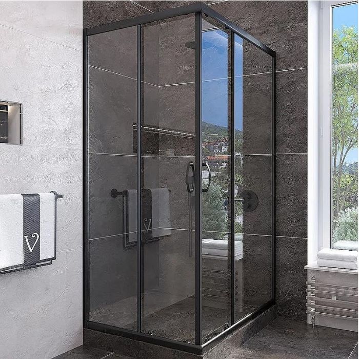 Душевой уголок Veconi Rovigo RV-113B 90x90 RV113B-90-01-C4 профиль Черный матовый стекло прозрачное