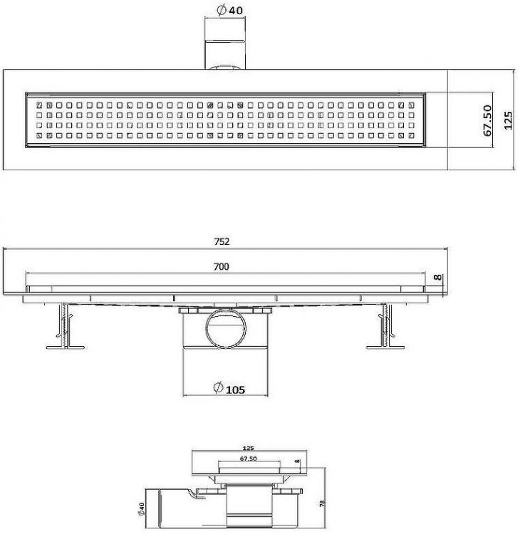 Душевой лоток Esbano Eco 70 E-TILE-70MB ESTRECOTILE70MB с Черной матовой решеткой / под плитку Душевой лоток Esbano Eco 70 E-TILE-70MB ESTRECOTILE70MB с Черной матовой решеткой / под плитку