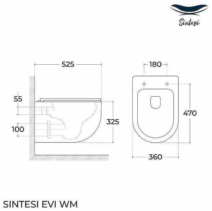 Унитаз Sintesi Evi SIN-TS-EVI-151WM подвесной Белый матовый с сиденьем Микролифт Унитаз Sintesi Evi SIN-TS-EVI-151WM подвесной Белый матовый с сиденьем Микролифт
