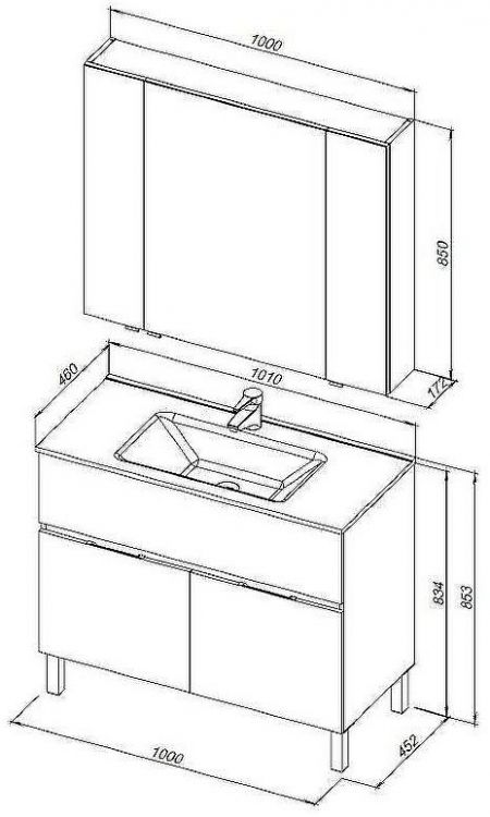 Комплект мебели для ванной Aquanet Алвита New 100 274184 Белый матовый Комплект мебели для ванной Aquanet Алвита New 100 274184 Белый матовый