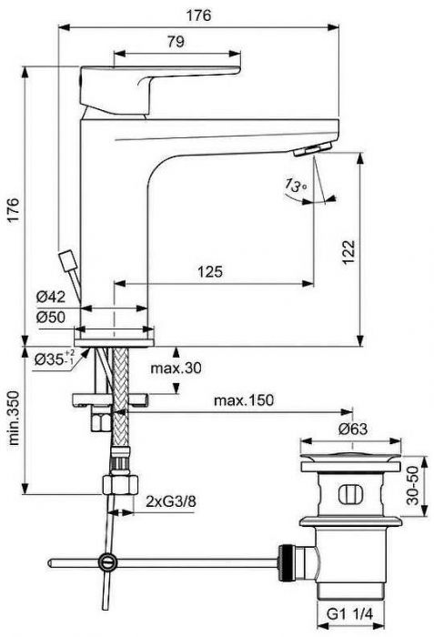 Смеситель для раковины Ideal Standard Cerafine Model O BC699XG Черный шелк