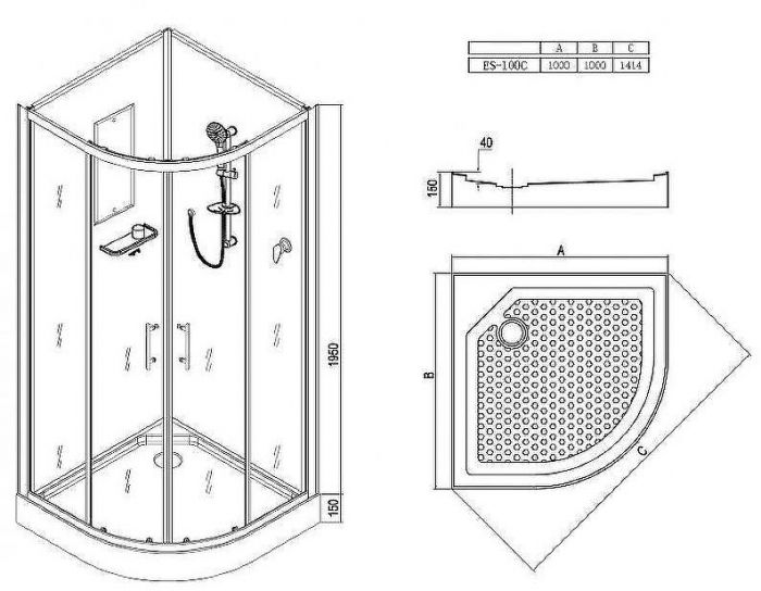 Душевая кабина Esbano ES-100C 100x100 ESKB100C без гидромассажа