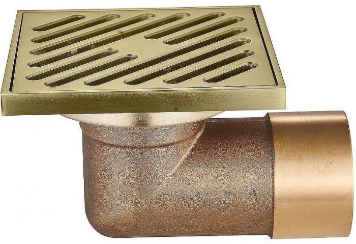 Душевой трап Raglo 100x100 R606.10.03 с решеткой Золото матовое