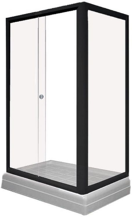 Душевой уголок Radomir Верчелли 120x80 L 1-03-6-1-0-0120 профиль Черный стекло прозрачное