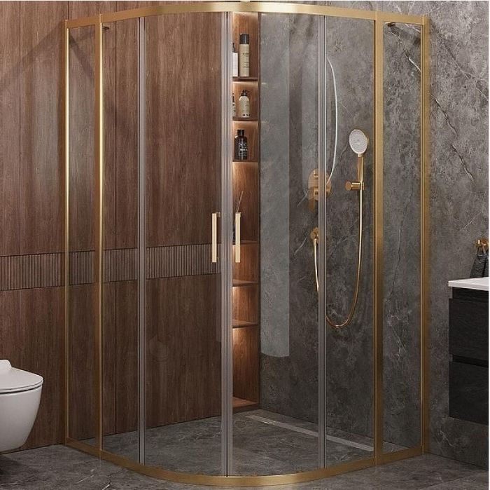 Душевой уголок Cezares Molveno 120x120 MOLVENO-R-22-100+20-C-BORO-IV профиль Брашированное золото стекло прозрачное