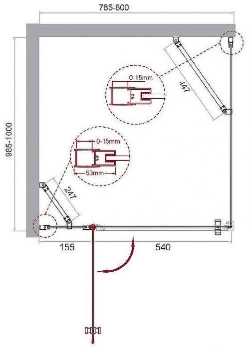 Душевой уголок BelBagno Etna 80х100 ETNA-AH-12-80/100-C-Cr профиль Хром стекло прозрачное