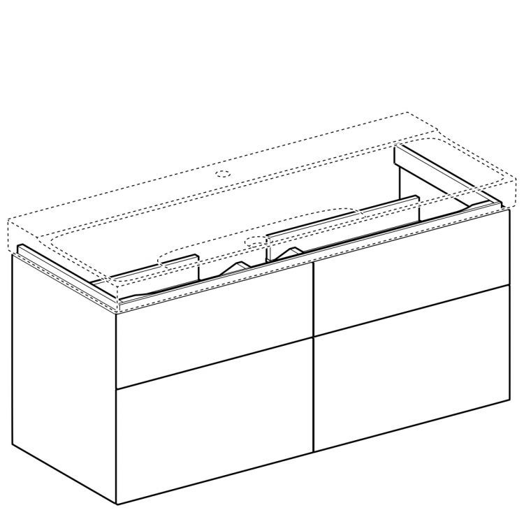 Тумба под раковину Geberit Xeno? 1174х530х462 мм, 2 маленьких и 2 больших ящика, матовый серый [500.518.00.1]
