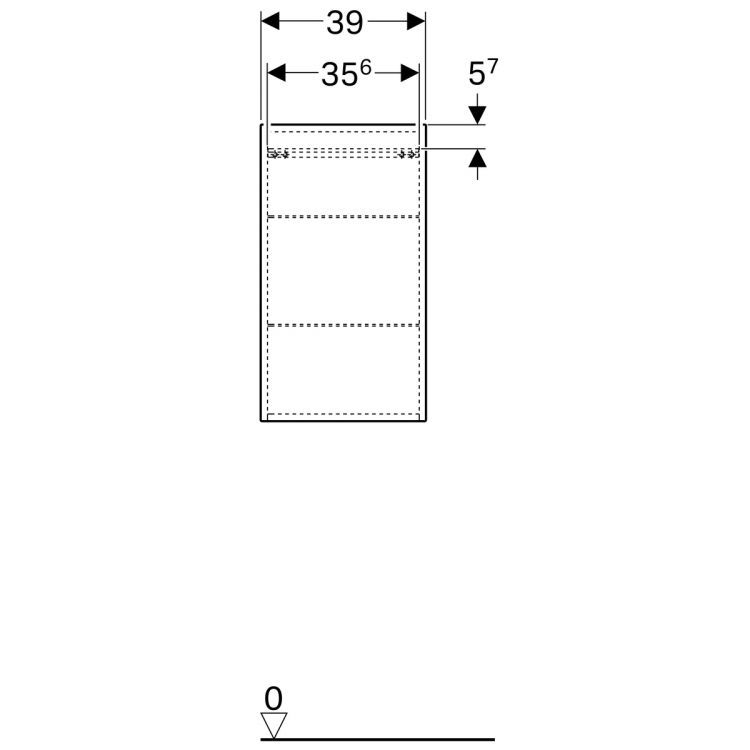 Шкафчик Geberit Renova Nr. 1 Plan боковой с дверцей , 39x18, белый глянец [869010000]