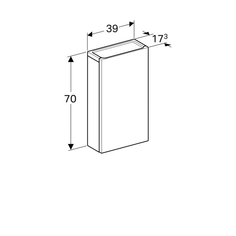 Шкафчик Geberit Renova Nr. 1 Plan боковой с дверцей , 39x18, белый глянец [869010000]