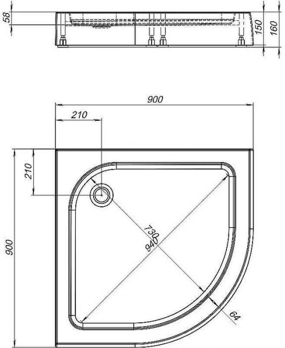 Акриловый поддон для душа Aquanet HX515 90x90 293844 Белый