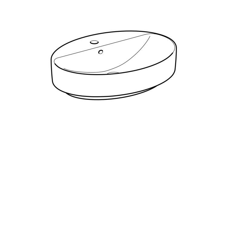 Раковина Geberit VariForm с установкой на столешницу овальной формы, 60х45 см, с отв. под смеситель, с отв. перелива [500.772.01.2]