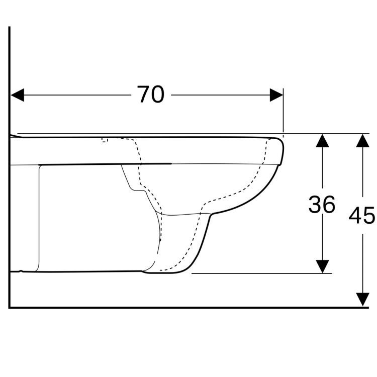 Унитаз подвесной  безободковый Geberit Renova Comfort Rimfree®, глубина 70 см [208560000]