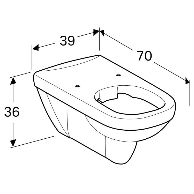 Унитаз подвесной  безободковый Geberit Renova Comfort Rimfree®, глубина 70 см [208560000]