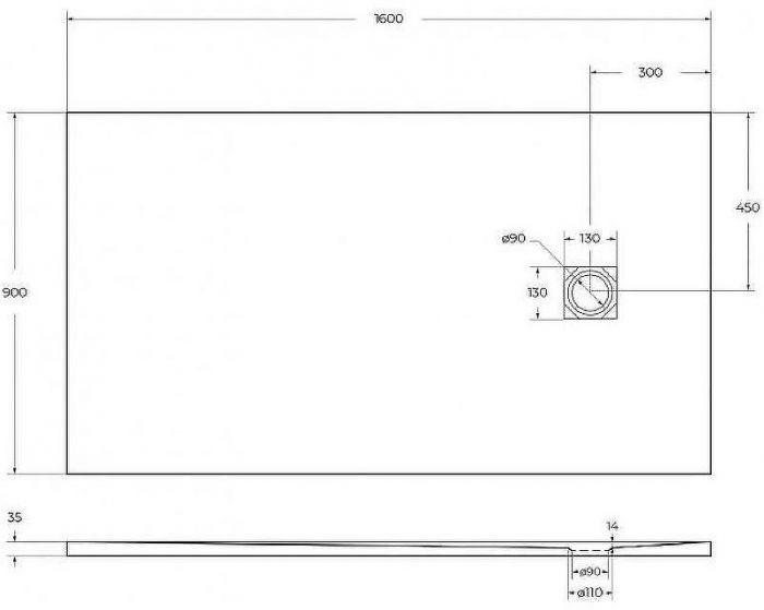 Душевой поддон из искусственного камня BelBagno Uno 160x90 TRAY-MR-UNO-AH-160/90-35-W-CR Белый
