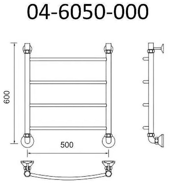 Водяной полотенцесушитель Маргроид Вид 4 600x500 04-6050-000 Хром