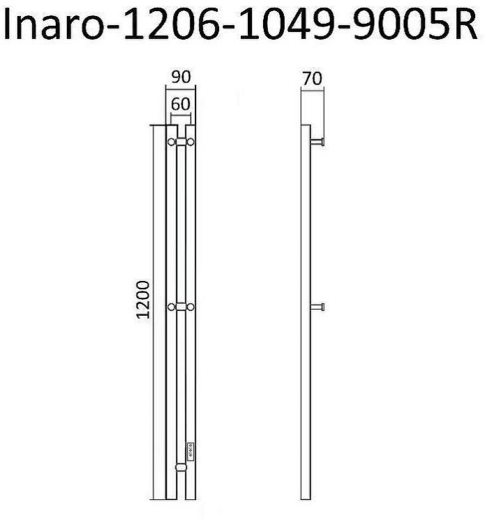 Электрический полотенцесушитель Маргроид Inaro 1200x60 Inaro-1206-1049-9005R правый Черный матовый