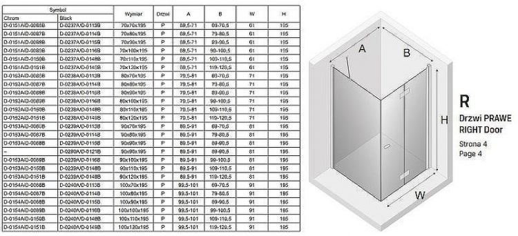 Душевой уголок New Trendy New Soleo Black 80х90 R D-0238A/D-0115B профиль Черный стекло прозрачное