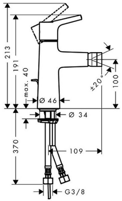 Hansgrohe Talis S, Смеситель для биде, с донным клапаном, Цвет: хром