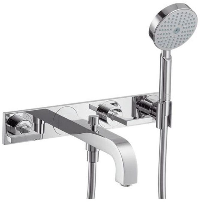 Axor Citterio, Смеситель для ванны, на 3 отверстия, с рычаговыми рукоятками и панелью, внешняя часть, цвет: хром