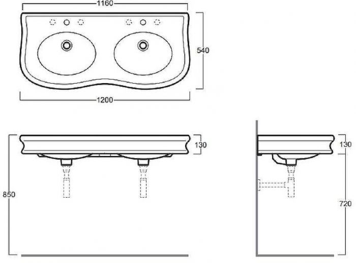 Раковина Simas Lante 120 LA12bi*1 двойная Белая
