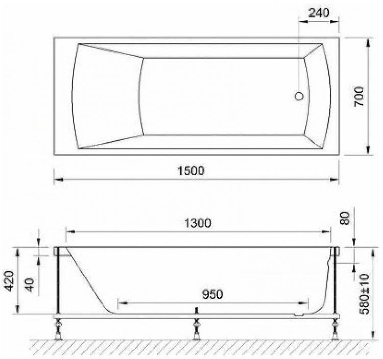 Акриловая ванна BellSan Вета 150x70 4627171530110 без гидромассажа