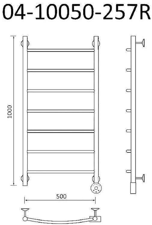 Электрический полотенцесушитель Маргроид Вид 4 1060x500 04-10050-257R правый Хром