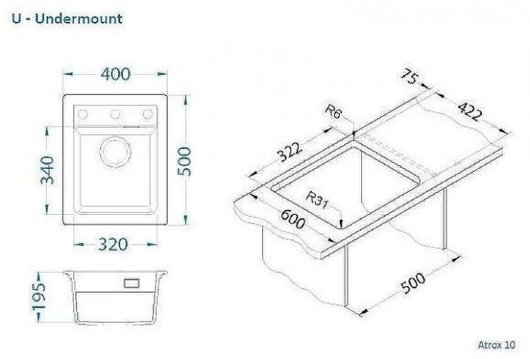 Кухонная мойка Alveus Granital Atrox 10 Carbon G91 400x500 1139771 Угольная Кухонная мойка Alveus Granital Atrox 10 Carbon G91 400x500 1139771 Угольная