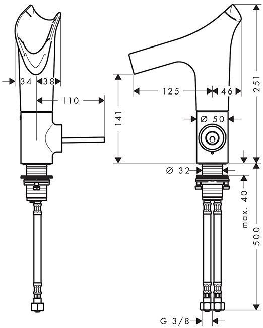 Axor Starck V Смеситель для раковины 140, на 1 отв., со стеклянным изливом, цвет: белый матовый
