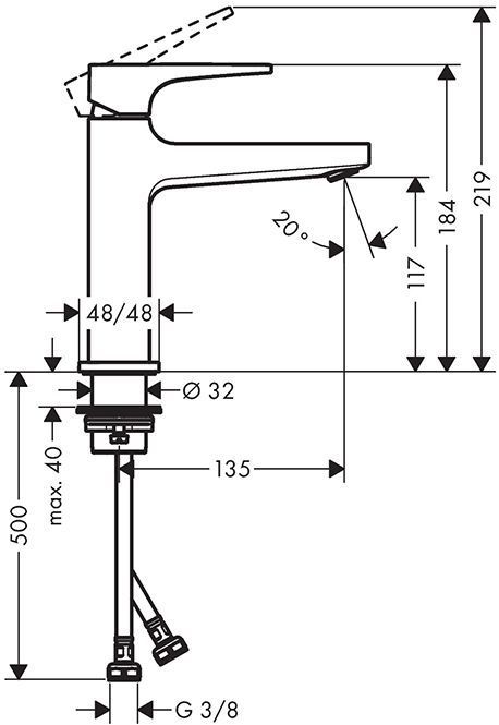 Hansgrohe Metropol Смеситель для раковины 110, на 1 отв, с донным клапаном, излив 135мм, цвет: белый матовый