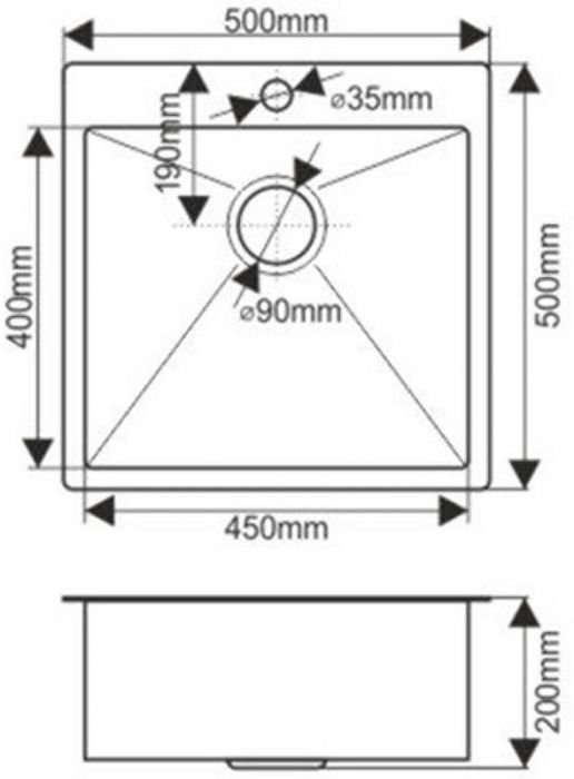 Кухонная мойка Fabia 50х50 50503G Графит