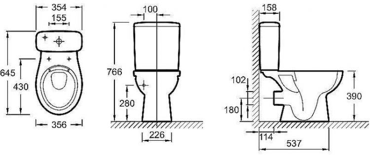 Унитаз компакт Jacob Delafon Patio UJV102-00 без бачка и сиденья