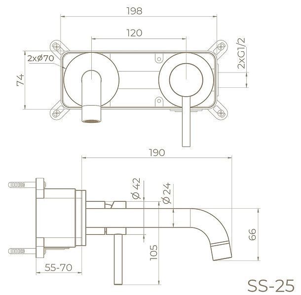 Смеситель для раковины Knotlor Eclipse SS-25/GM цвет Вороненая сталь