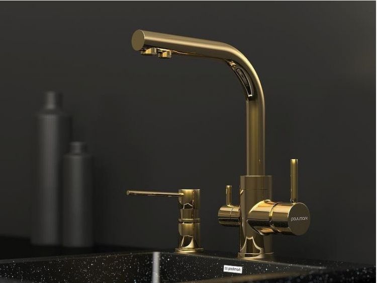 Смеситель для кухни Paulmark Essen Es213011-G Золото Смеситель для кухни Paulmark Essen Es213011-G Золото
